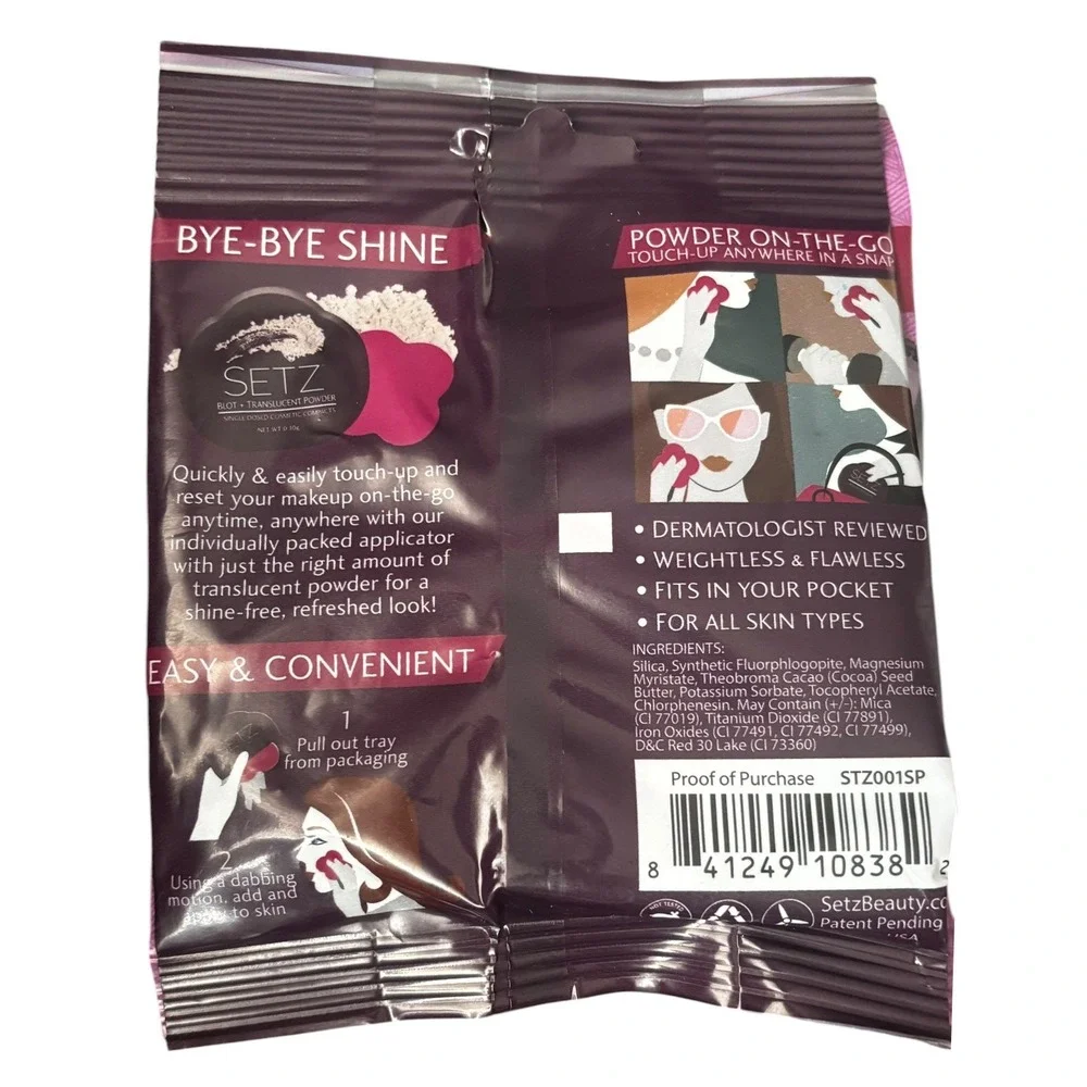SETZ Blot + Translucent Powder On-The-Go Makeup 2 Packs 10‎ Total Compacts NEW